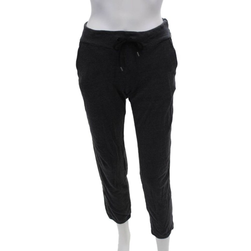 Monrow Womens Faux Leather Panel Drawstring Waist Sweatpants Gray Size M